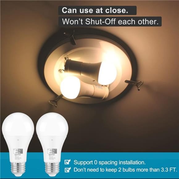 Dusk to Dawn Light Bulbs Outdoor 850 Lumen, 60W Equivalent, 4-Pack - Picture 3 of 6